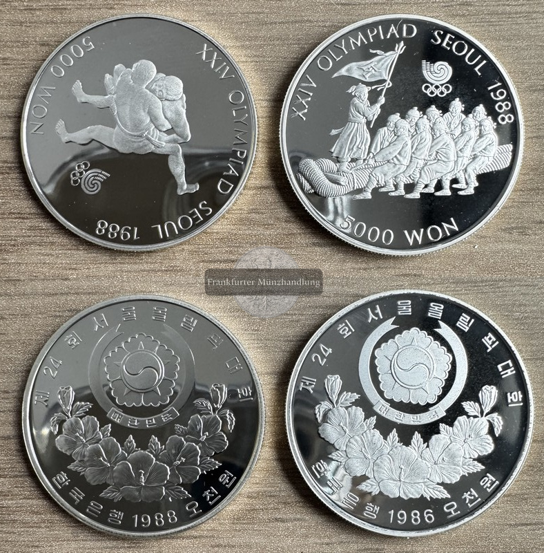  LOT: 2x Süd-Korea 5000 Won 1987 - Seoul Olympics '88 -  FM-Frankfurt  Feinsilber: 31,1 - VZ   