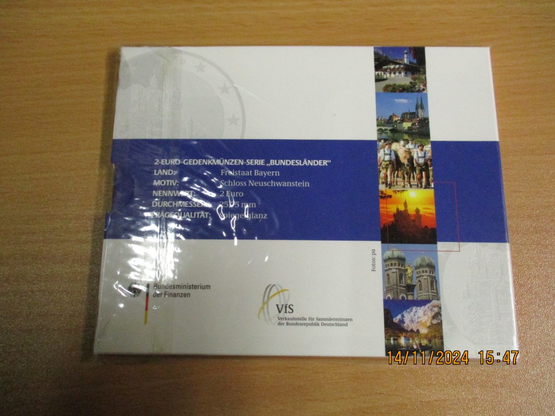  2 Euro Gedenkmünzenset 2012 Serie Bundesländer Bayern Schloss Neuschwanstein   