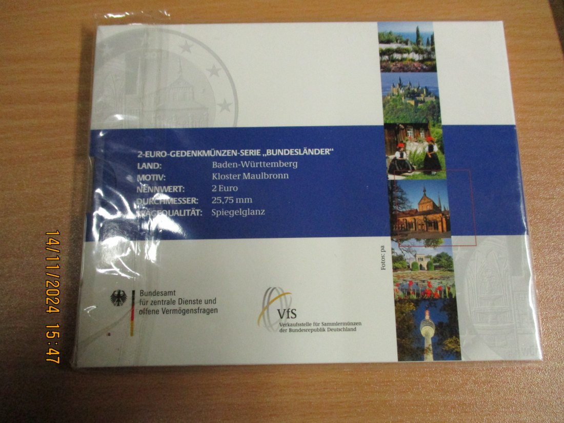  2 Euro Gedenkmünzenset 2013 Serie Bundesländer Baden Württemberg Kloster Maulbornn   