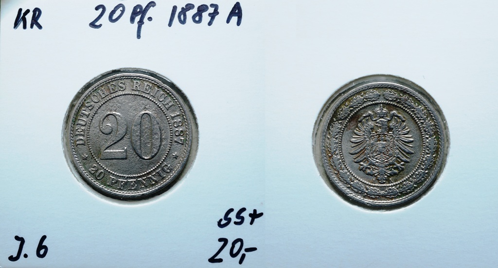  Kaiserreich, 20 Pfennig 1887 A   