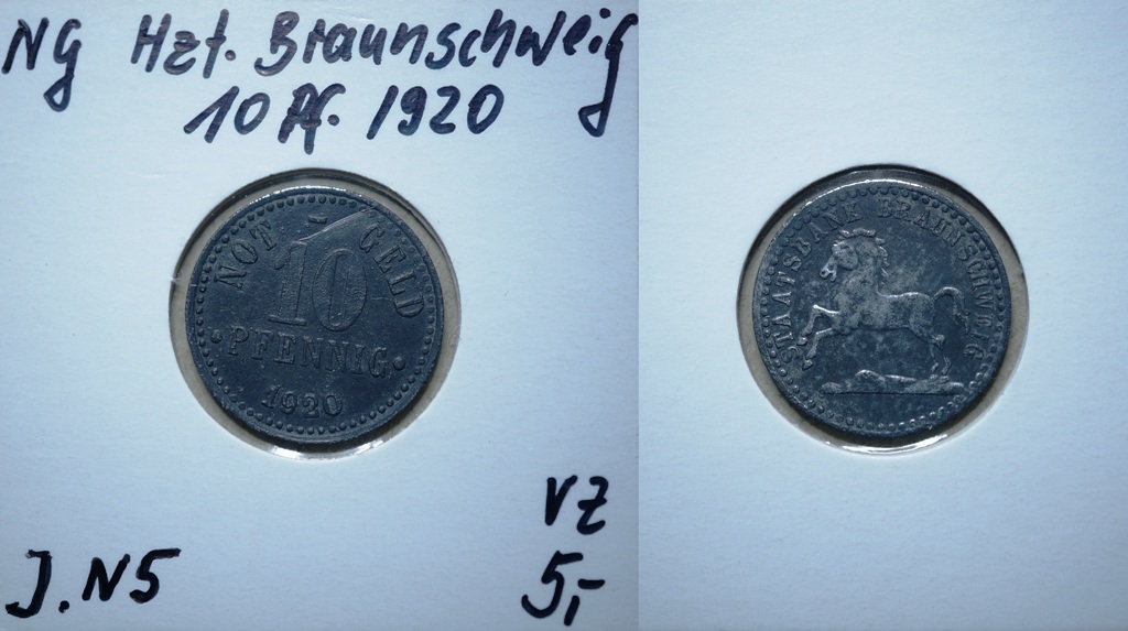  Nebengebiete,Hzt.Braunschweig 10 Pfennig 1920   