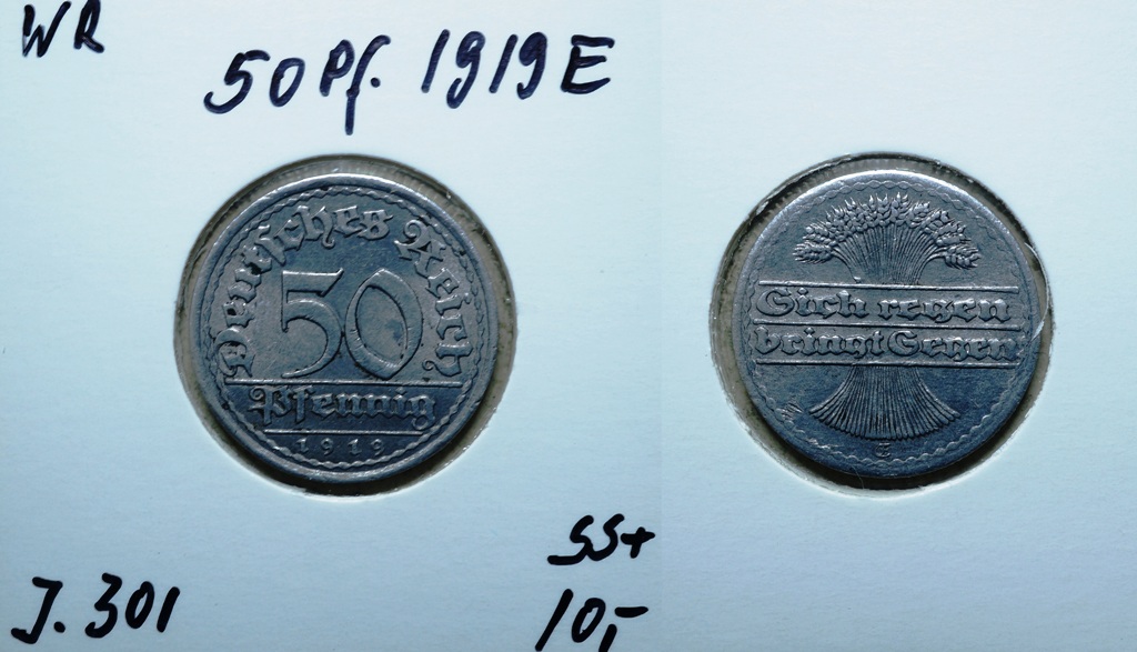  Weimarer Rep., 50 Pfennig 1919 E   