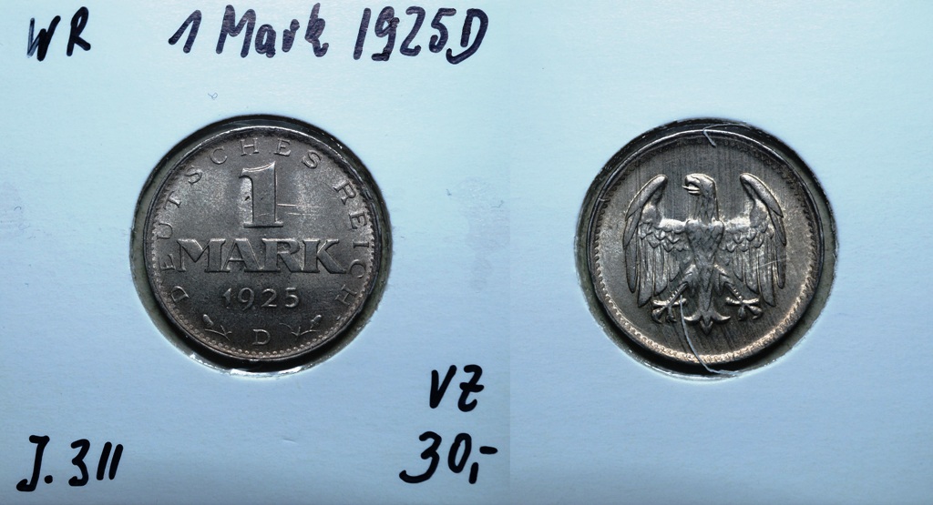  Weimarer Rep., 1 Mark 1925 D   