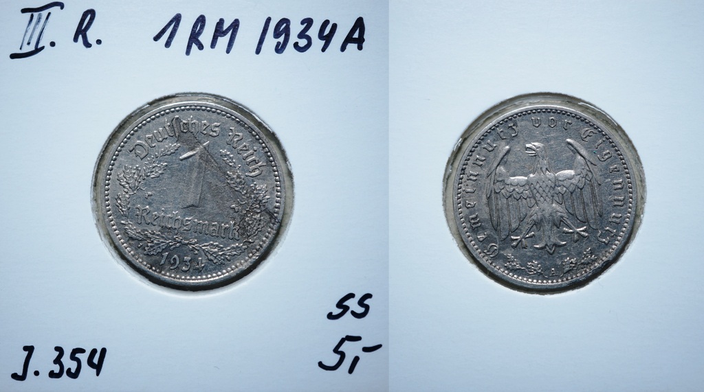  3. Reich, 1 Mark 1934 A   