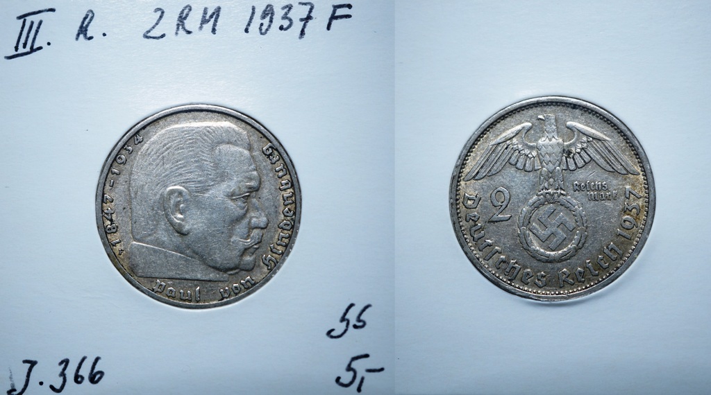  3. Reich, 2 Mark 1937 F   