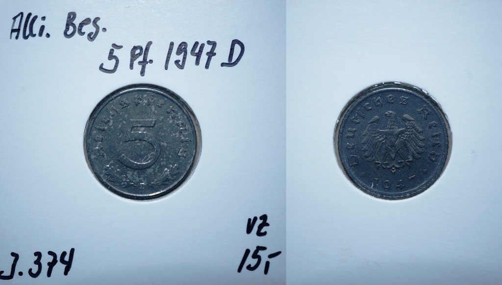  Alliierte Besatzung, 5 Pfennig 1947 D   