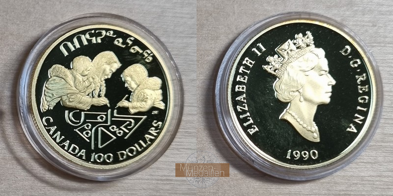 Kanada  100 Dollar MM-Frankfurt Feingold: 7,78g Literacy 1990 