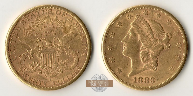 USA  20 Dollar MM-Frankfurt Feingold: 30,09g Double Eagle 1883 S 