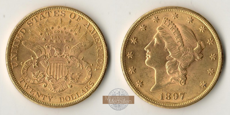 USA  20 Dollar MM-Frankfurt Feingold: 30,09g Double Eagle 1897 