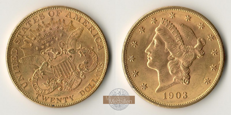 USA MM-Frankfurt Feingold: 30,09g 20 Dollar 1903 Double Eagle