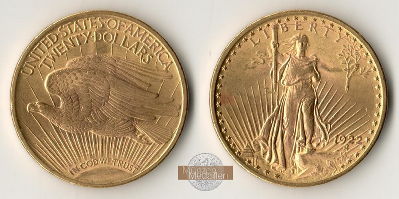 USA  20 Dollar MM-Frankfurt Feingold: 30,09g Double Eagle 1922 