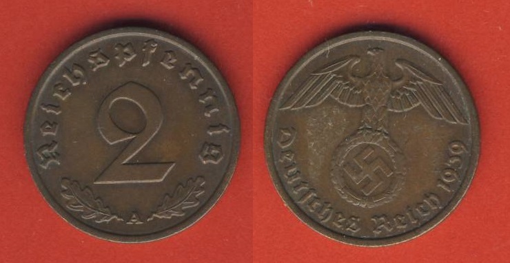  Deutsches Reich 2 Reichspfennig 1939 A   