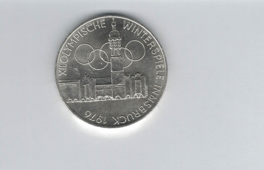  100 Schilling 1976 Winterolympiade Innsbruck Stadtturm Hall silber Österreich (01914/6)   