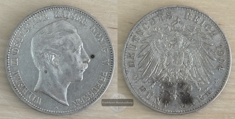  Deutsches Kaiserreich, Preussen  5 Mark  1902  A  Wilhelm II. FM-Frankfurt Feinsilber: 25g   