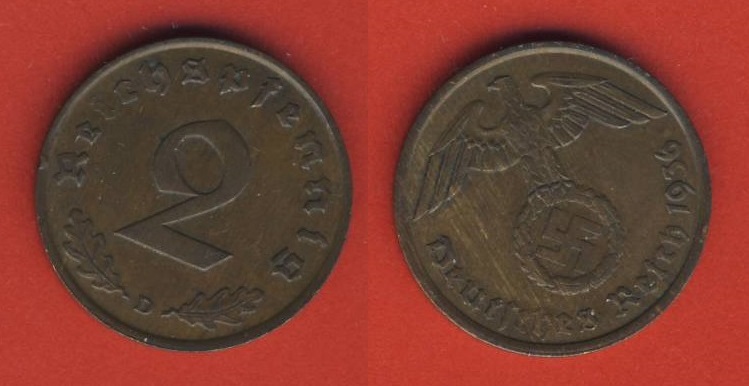  Deutsches Reich 2 Reichspfennig 1936 D   