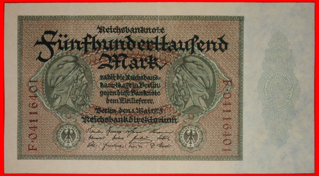  Ⰶ REICHSBANKNOTE MULE: GERMANY ★ 500 OR 500000 MARKS 1923 CRISP! LOW START ★ NO RESERVE!   