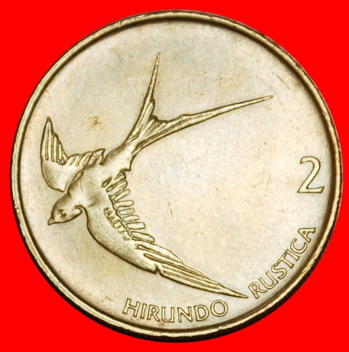  Ⰶ HUNGARY AND SLOVAKIA (1992-2006): YUGOSLAVIA SLOVENIA ★ 2 TOLARS 1993 SWALLOW! ★OHNE VORBEHALT   