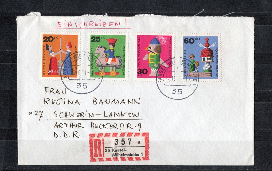  BRD 1971 Einschreiben mit Mi. 705-708 Echt gelaufen   