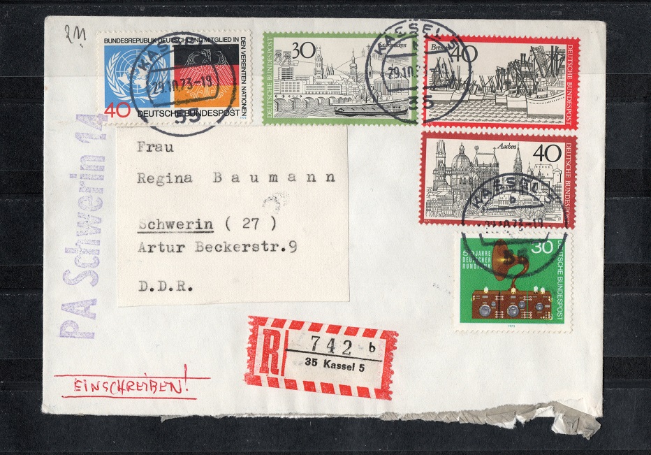  BRD 1973 Einschreiben mit Mi. 786-789 + Mi. 781 Echt gelaufen / Mi 5,70 EUR   