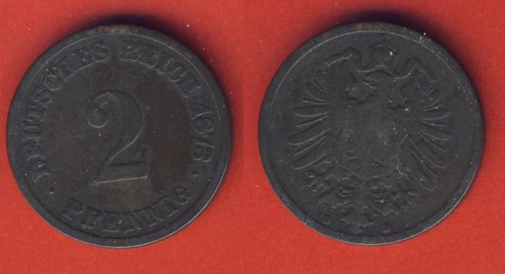  Kaiserreich 2 Pfennig 1873 D   