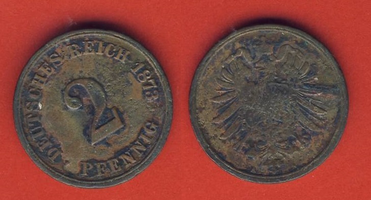  Kaiserreich 2 Pfennig 1873 A   