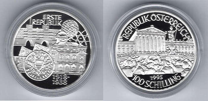  SZAIVERT ÖSTERREICH 2. REPUBLIK MILLENIUMSSERIE 100 SCHILLING 1995 ERSTE REPUBLIK   