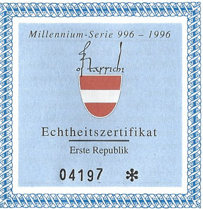  SZAIVERT ÖSTERREICH 2. REPUBLIK MILLENIUMSSERIE 100 SCHILLING 1995 ERSTE REPUBLIK   