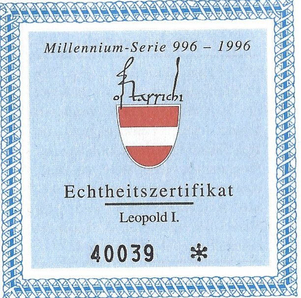  SZAIVERT ÖSTERREICH 2. REPUBLIK MILLENIUMSSERIE 100 SCHILLING 1993 LEOPOLD I.   