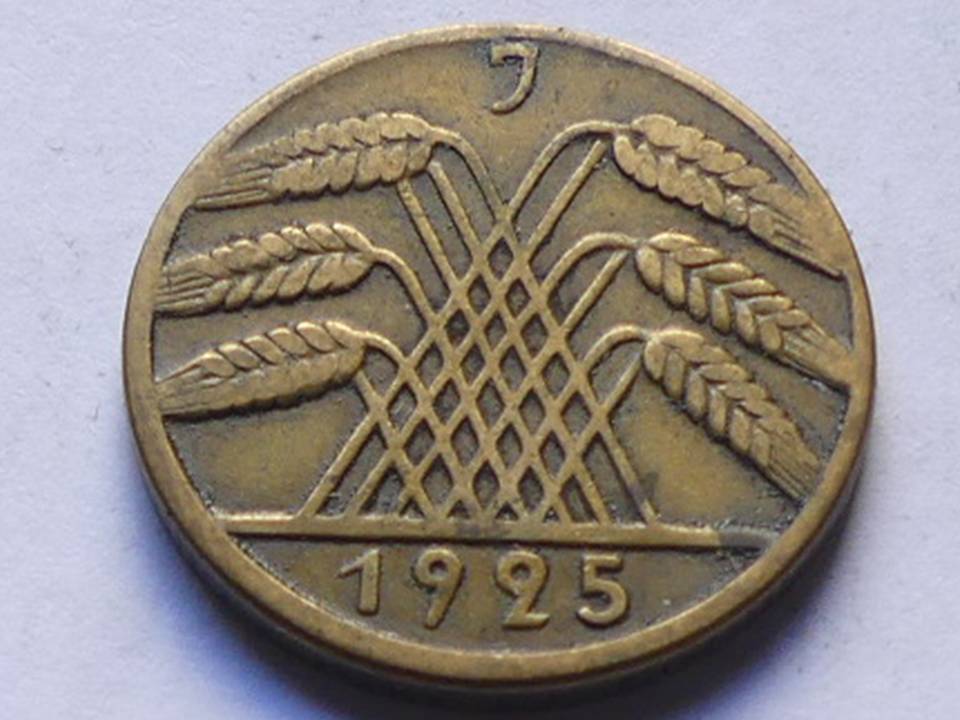  Deutschland Weimarer Republik 10 Pfennig 1925 J, seltener Jahrgang.   