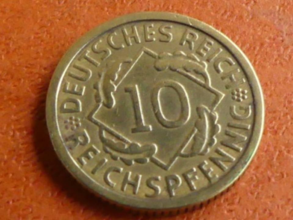  Deutschland Weimarer Republik 10 Pfennig 1930 G, seltener Jahrgang   