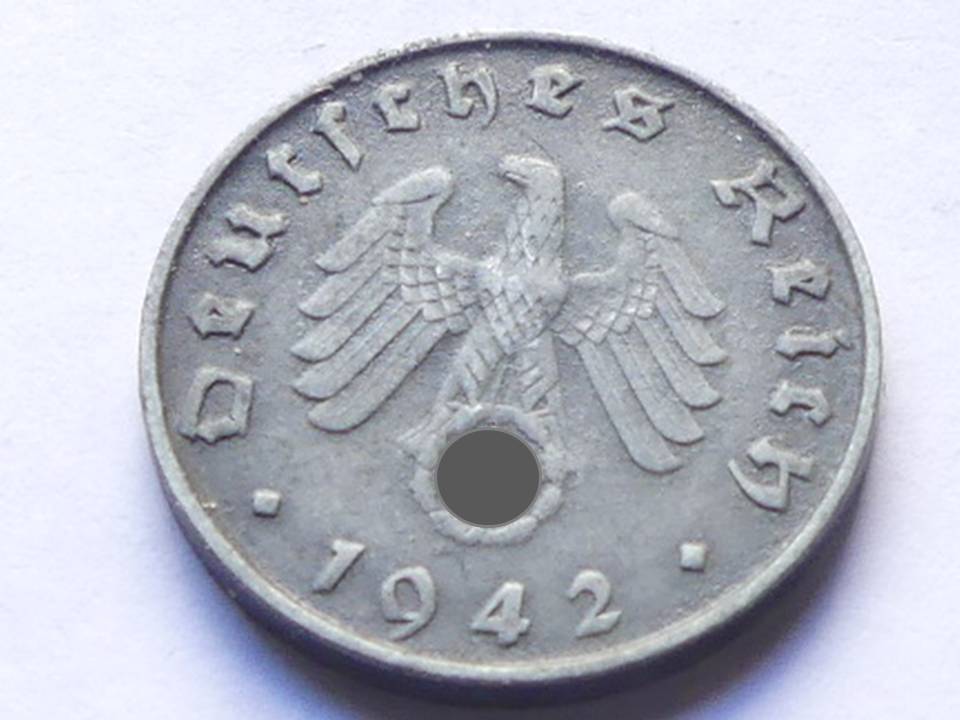  Deutschland Weimarer Republik 10 Pfennig 1942 B, seltener Jahrgang   