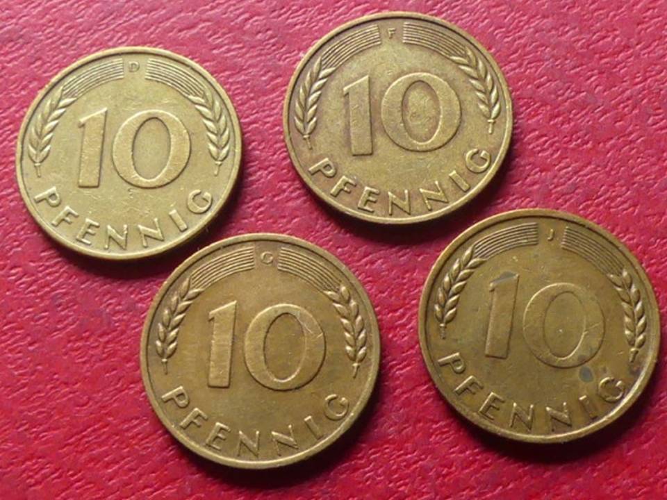  Münzsatz 4 x 10 Pfennig 1967 DFGJ - selten   