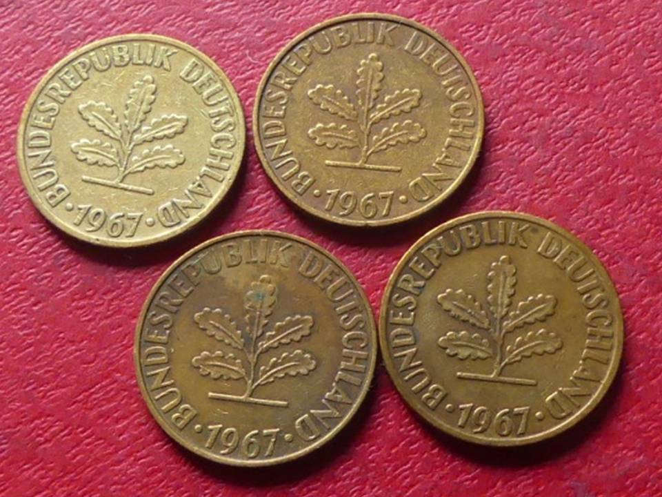  Münzsatz 4 x 10 Pfennig 1967 DFGJ - selten   