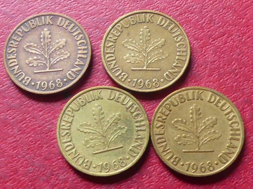  Münzsatz 4 x 10 Pfennig 1968 DFGJ - selten   