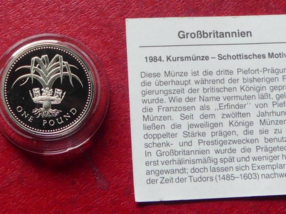  1985 Piedfort £1 One Pound Silver Coin, PP, Schottische Version, ca. 19 Gramm.   