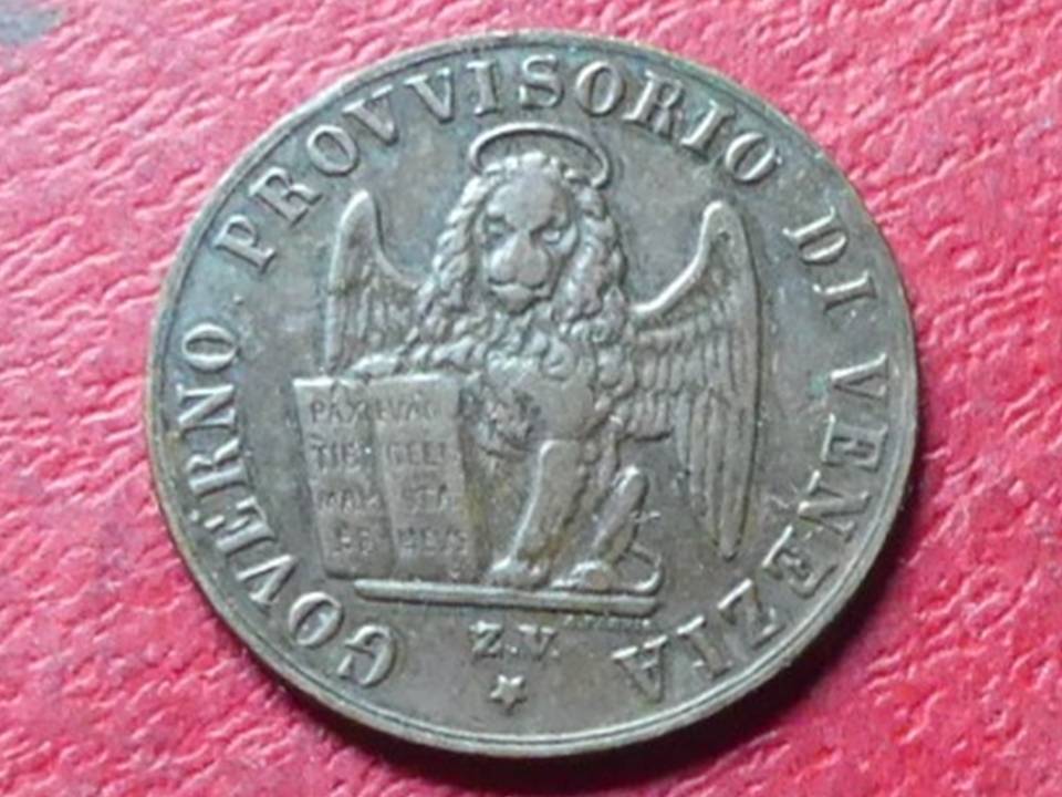  Seltene Münze 3 Centesimi Governo provvisorio Venezia 1849, sehr gut erhalten   