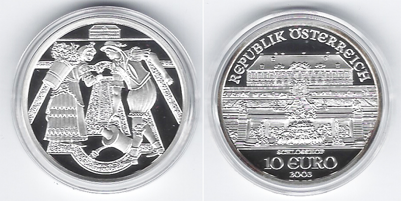  SZAIVERT 2. REPUBLIK ÖSTERREICH 10 EURO 2003 SCHLOSSHOF OVP POLIERTE PLATTE ZERTIFIKAT   