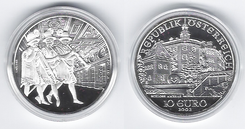  SZAIVERT 2. REPUBLIK ÖSTERREICH 10 EURO 2002 SCHLOSS AMBRAS OVP POLIERTE PLATTE ZERTIFIKAT   