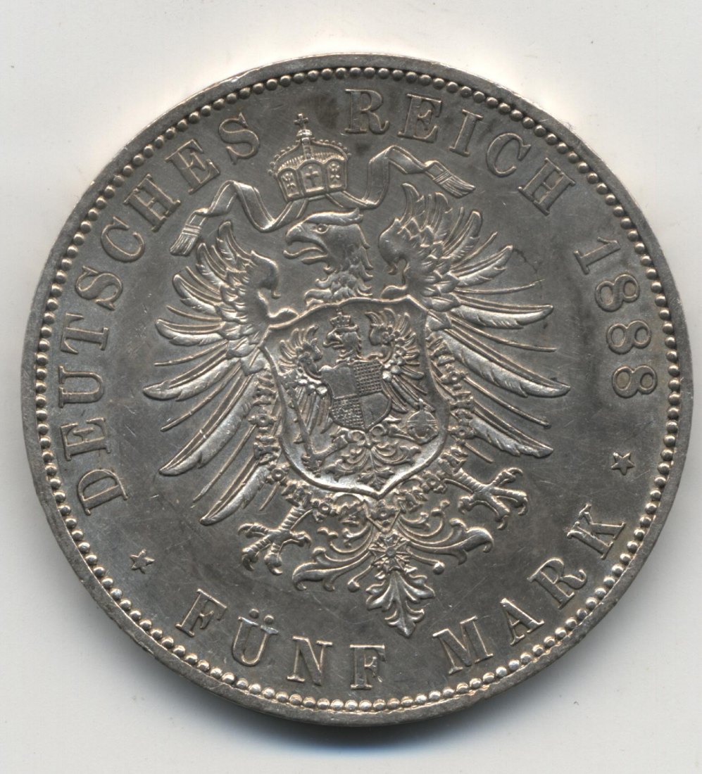  PREUSSEN 5 Mark Friedrich III 1888 A   