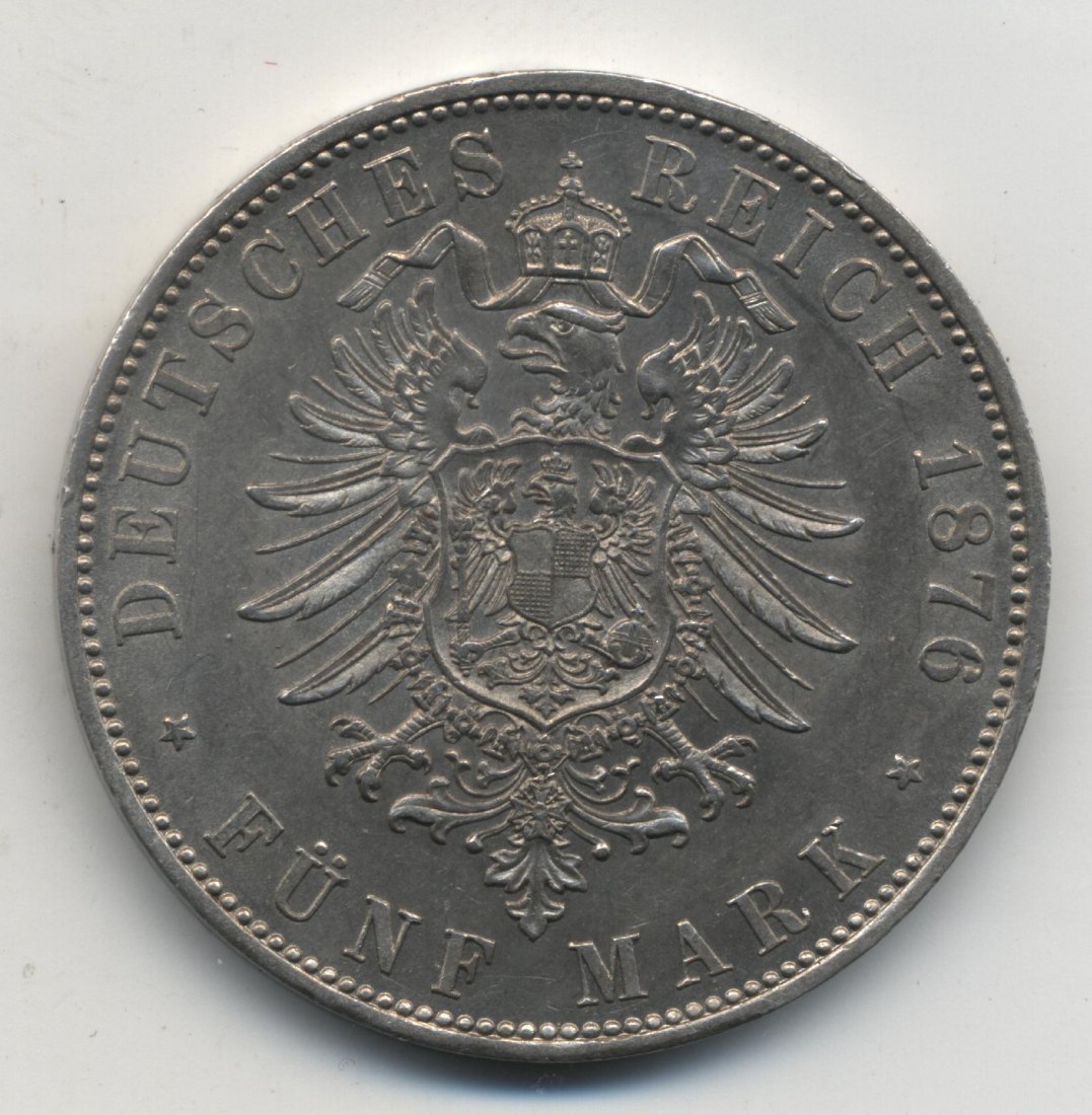  BAYERN 5 Mark 1876 Ludwig II D   