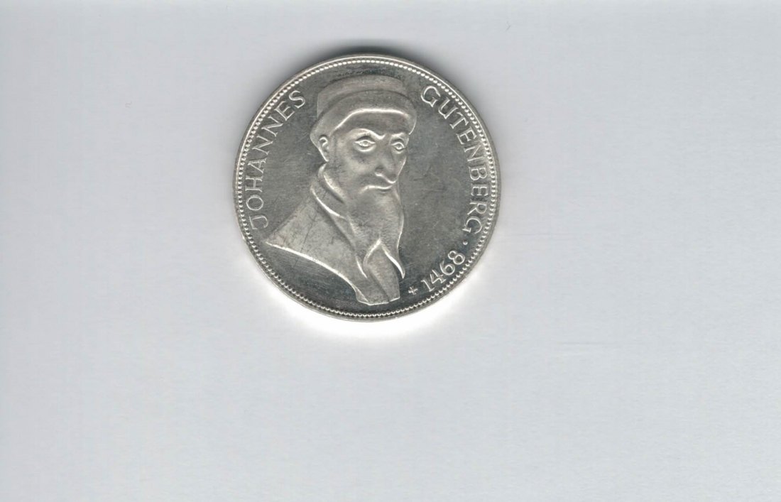  5 Mark 1968 G Johannes Gutenberg silber á 7g fein BRD Deutschland Spittalgold9800 (4601   