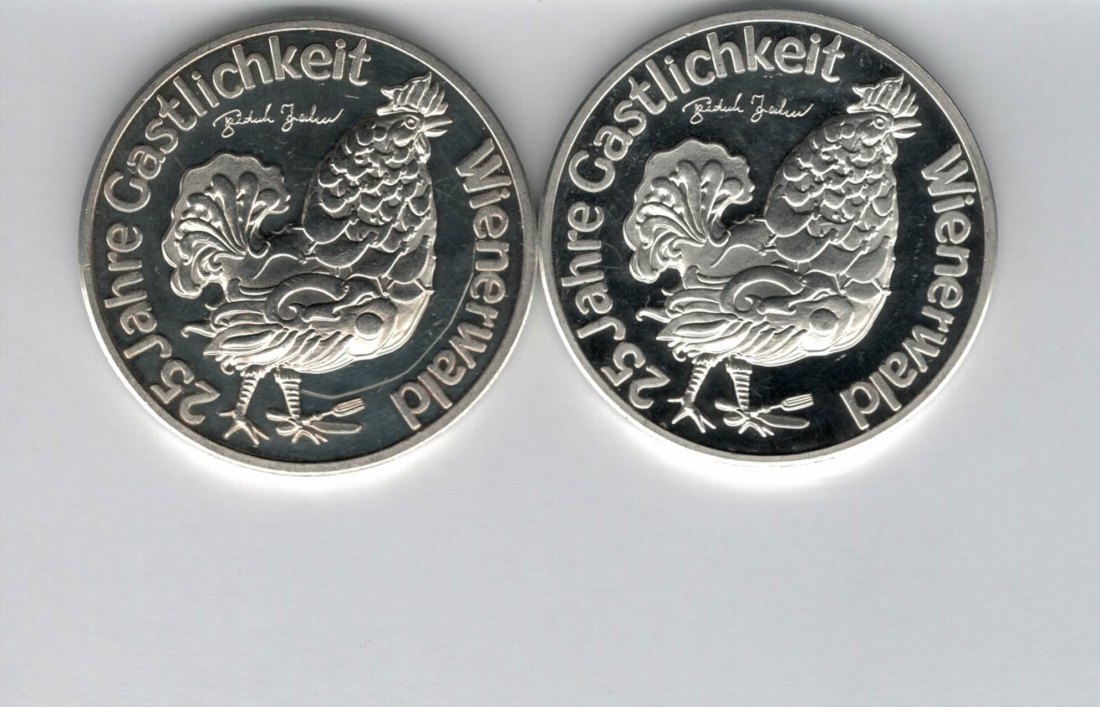  Silbermedaille Gastlichkeit Wienerwald 2 Stk. silber 999/36 g Österreich Spittalgold9800 (3469   