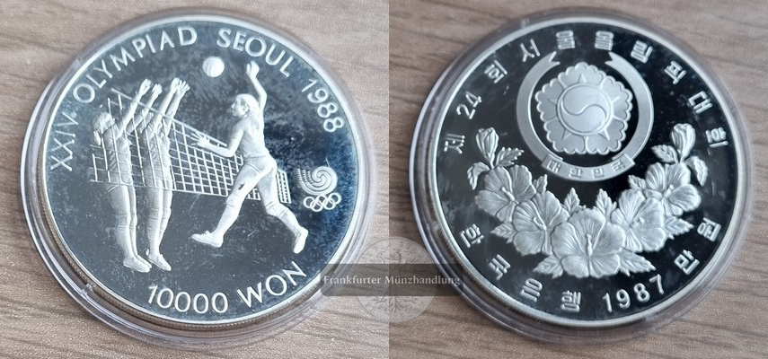  Süd-Korea  10000 Won  1987 - Olympics Seoul '88 -  FM-Frankfurt  Feinsilber: 31,1g - VZ   