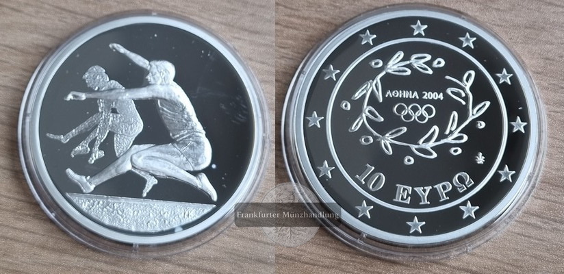  Griechenland  10 Euro  2004 XXVIII. Olympische Sommersp FM-Frankfurt  Feingewicht: 31,45g Silber  PP   