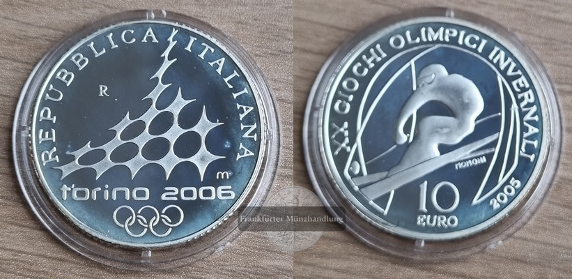  Italien  10 Euro  2005  Olympische Winterspiele FM-Frankfurt Feinsilber: 20,35g   