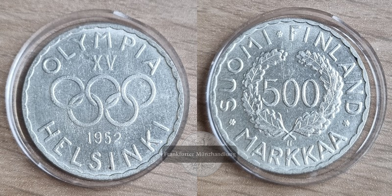  Finnland 500 Markkaa 1951-52 XV. Olympische Sommerspiele, Helsinki ´52 FM-Frankfurt  Feinsilber: 6g   