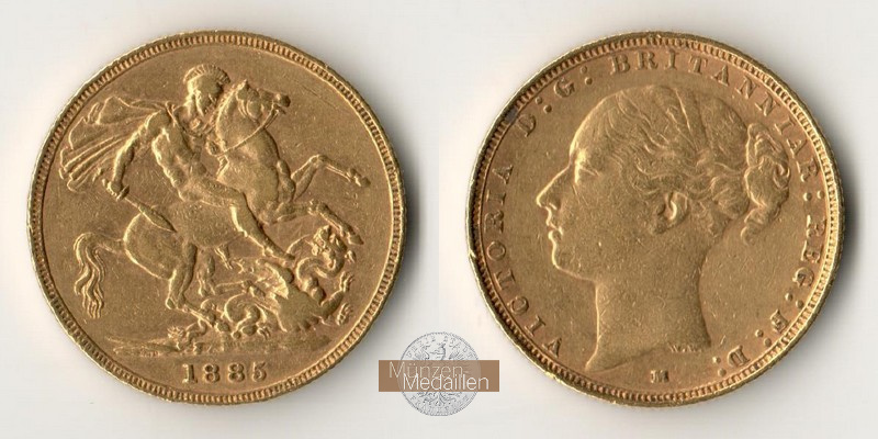 Grossbritannien  Sovereign  1885 MM-Frankfurt Feingold: 7,32g Victoria 1837-1901  