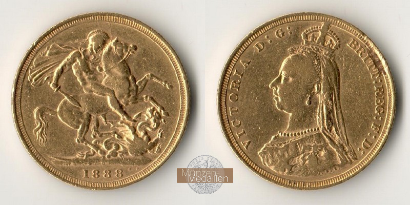 Grossbritannien  Sovereign MM-Frankfurt Feingold: 7,32g Victoria 1837-1901 1888 