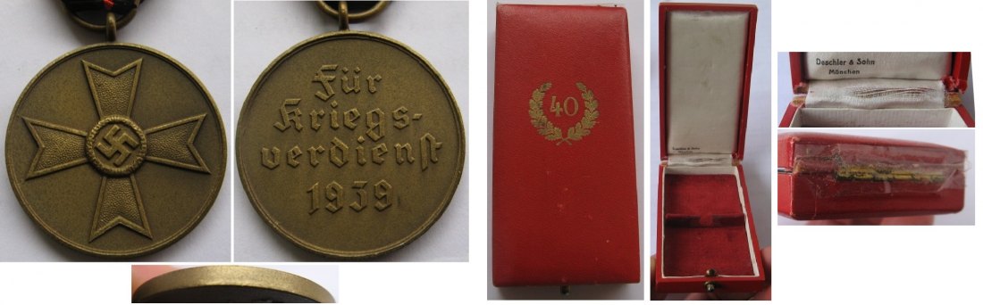  1939-Drittes Reich, Kriegsverdienstmedaille: Für Kriegsverdienste 1939,Bandspange,Verleihungsetui   