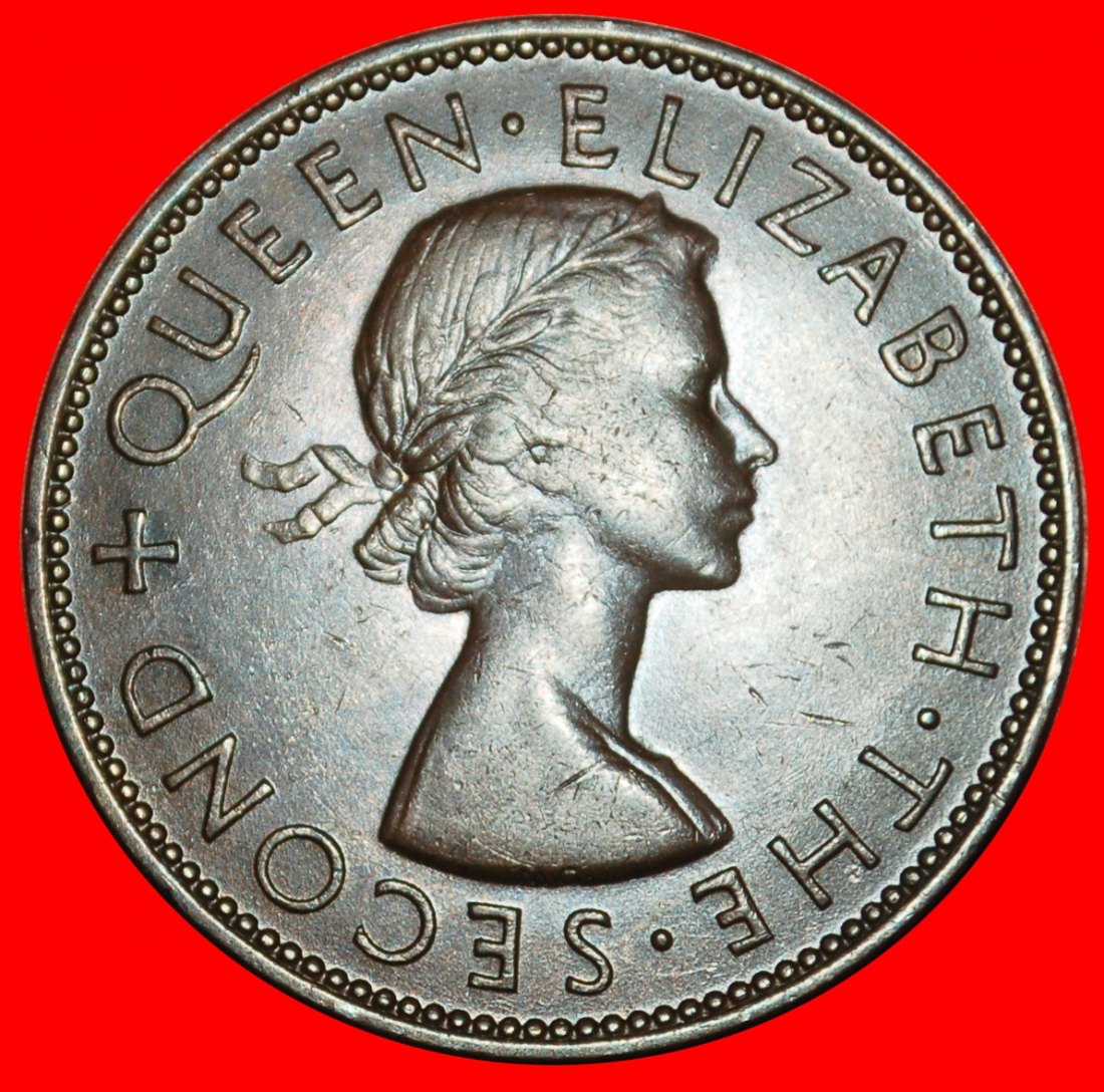  Ⰶ GROSSBRITANNIEN (1953-1965): NEUSEELAND★PENNY 1955 NACKT ELISABETH II. (1953-2022)★OHNE VORBEHALT!   